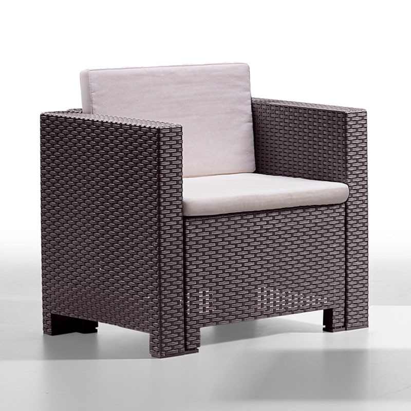 Salotto resina capri marrone pz 4 con cuscini