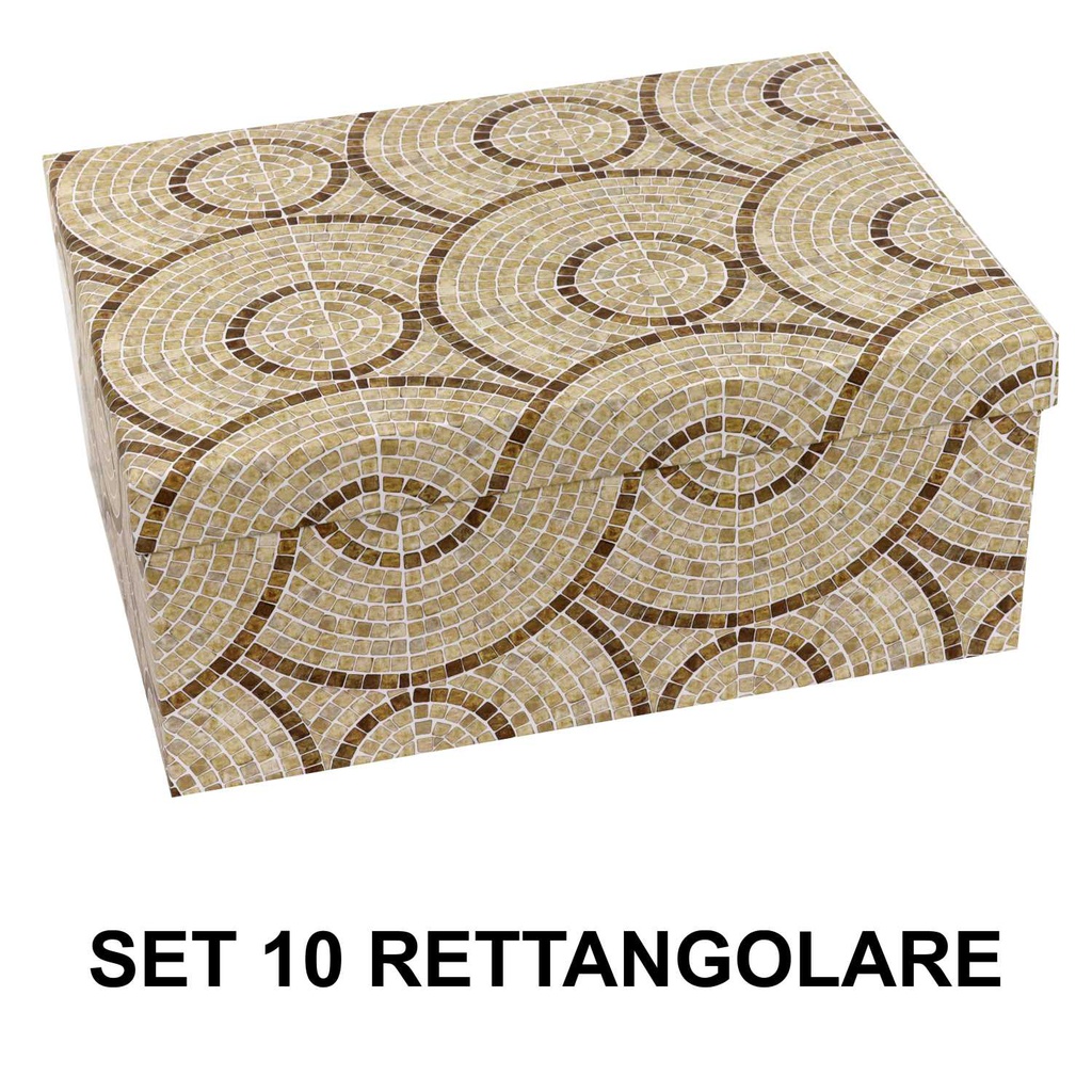 Scatola cartone 1-10 cerchi beige rettangolare cm37,5x29h16