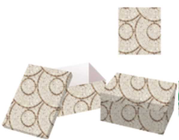 Scatola cartone 1-10 cerchi beige rettangolare cm37,5x29h16