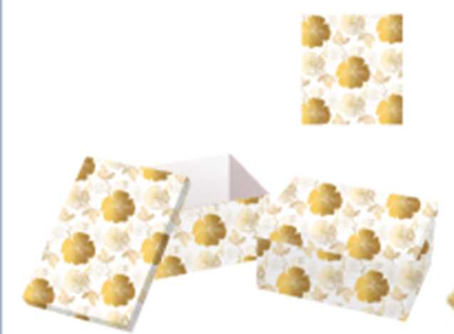 Scatola cartone 1-10 fiori oro rettangolare cm37,5x29h16