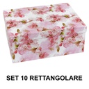 Scatola cartone 1-10 fiori rosa bianco rettangolare cm37,5x29h16