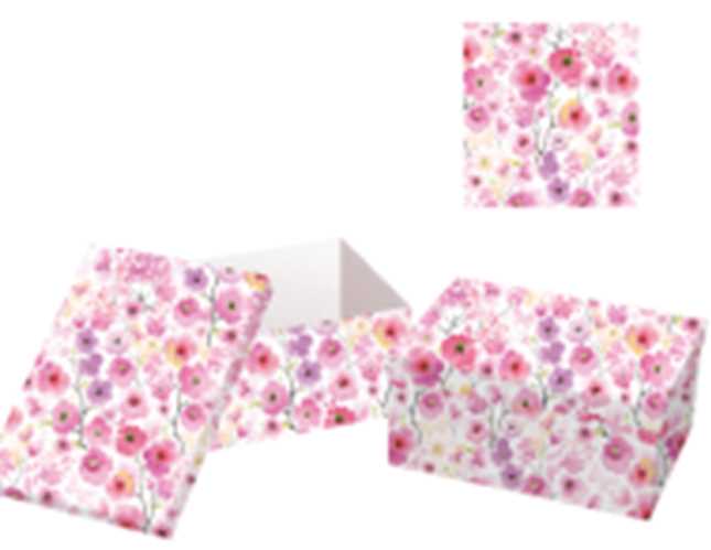 Scatola cartone 1-10 fiori rosa rettangolare cm37,5x29h16