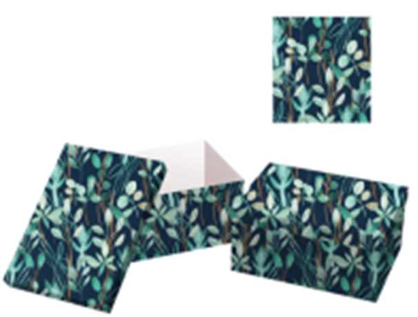 Scatola cartone 1-10 foglie blu rettangolare cm37,5x29h16