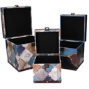 Scatola ecopelle 1-3 blu marocco quadrocm 24x24h24