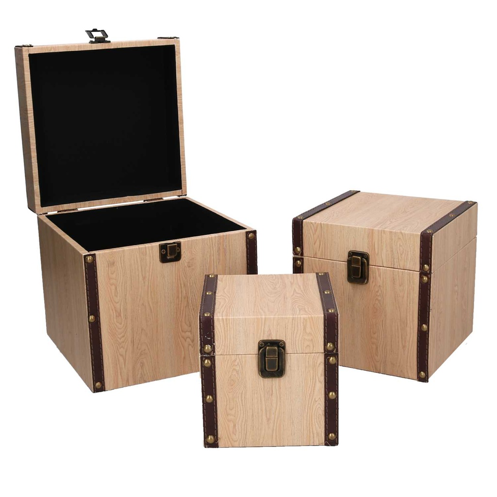 Scatola ecopelle 1-3 effetto legno quadro cm 22x22h22