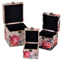 Scatola ecopelle 1-3 fiori crema quadrocm22x22h22