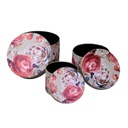 Scatola ecopelle 1-3 fiori crema tondo cmø27h17,5