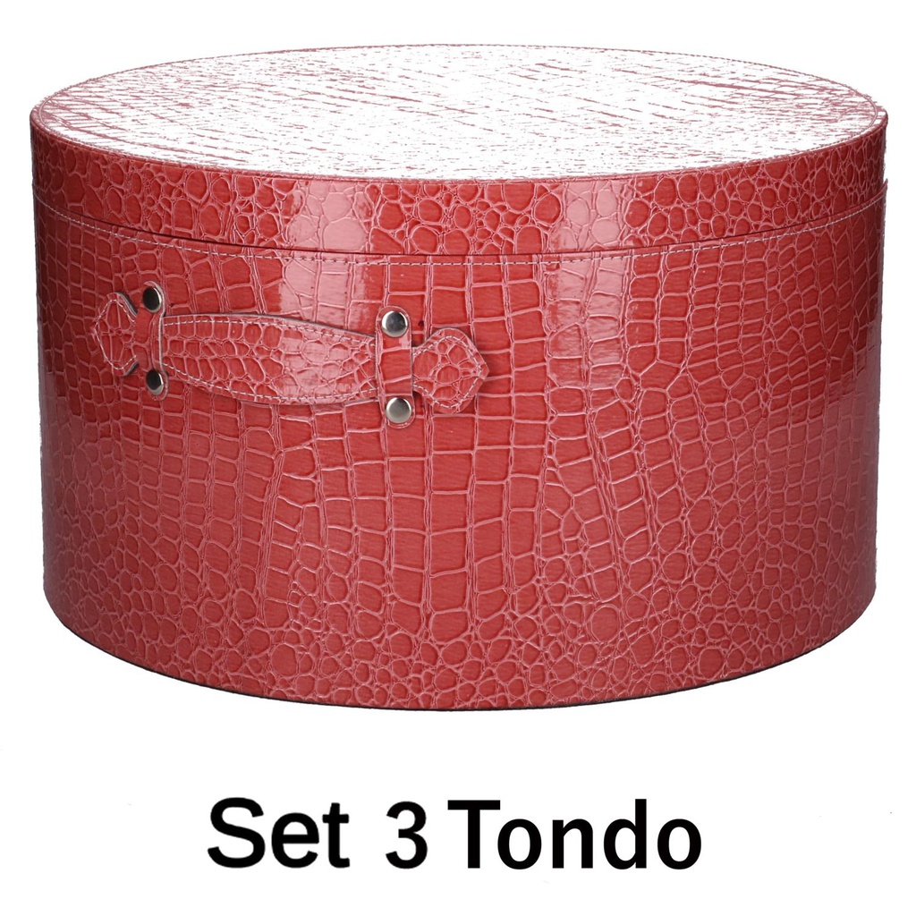 Scatola ecopelle 1-3 rosso tondo cm ø42h24
