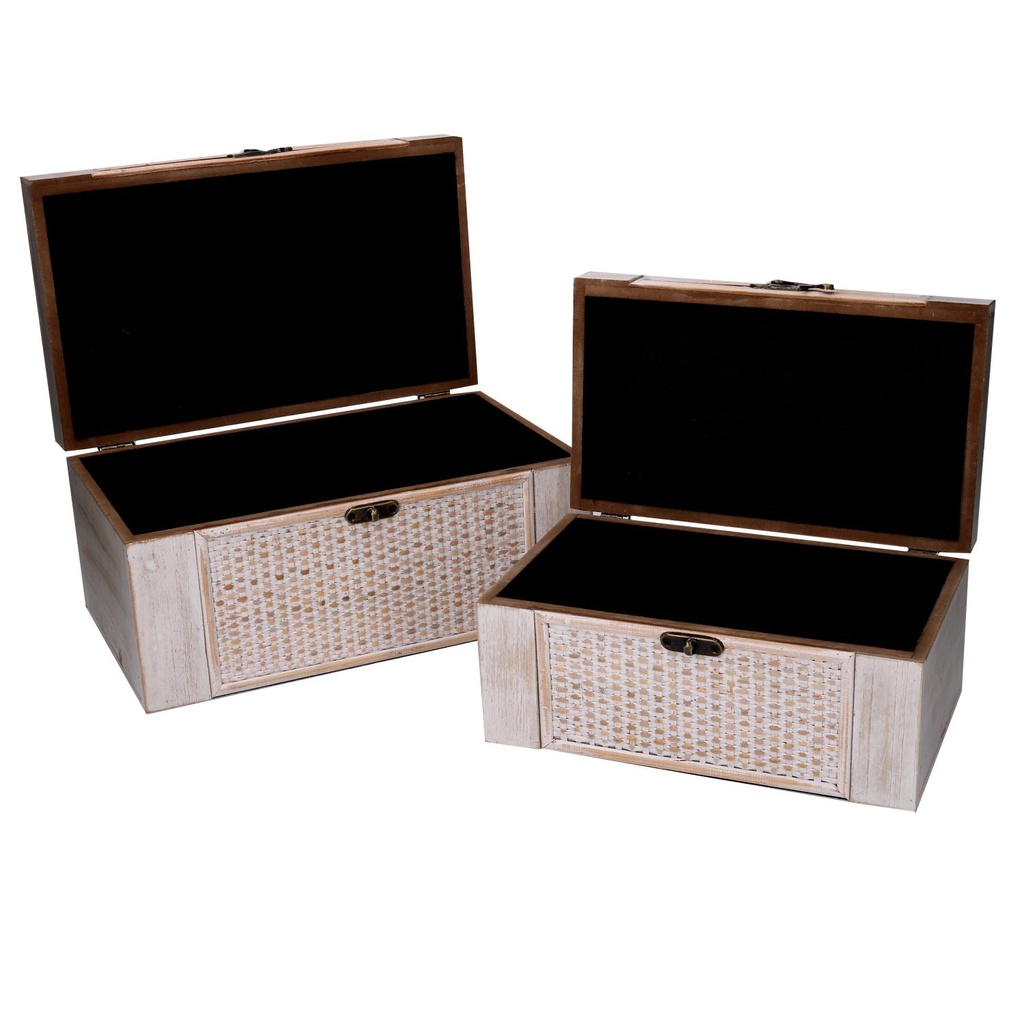 Scatola legno 1-2 sbiancato rettangolare cm34x20,5h17,5