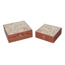Scatola legno 1-2 verde bordo marrone cm20x20h6,8