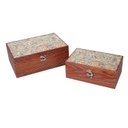 Scatola legno 1-2 verde bordo marrone cm24x16h9,3
