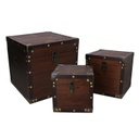 Scatola legno ecopelle 1-3 marrone quadro cm 30x30h30