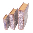 Scatola libro ecopelle 1-3 grigio fiorirettangolare cm32x24h8