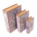 Scatola libro ecopelle 1-3 grigio fiorirettangolare cm32x24h8