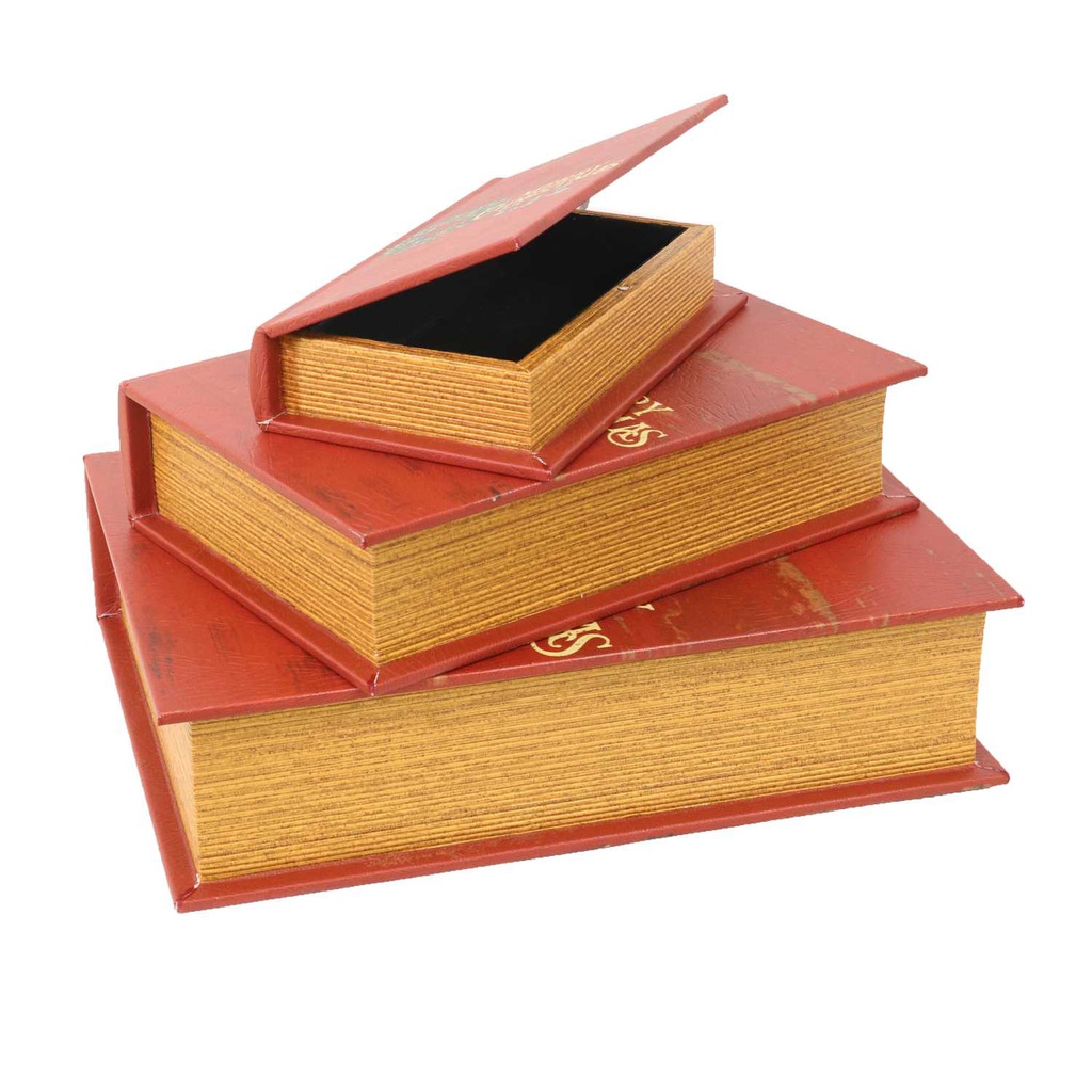 Scatola libro ecopelle 1-3 rosso ghirlanda cm32x24h8