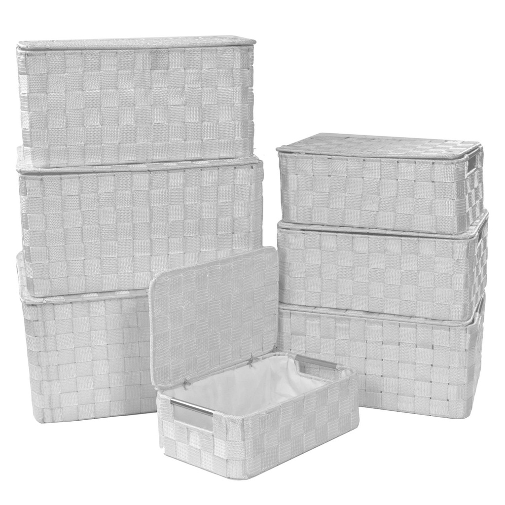 Scatola poliestere 1-7 bianco rettangolare c/manici metallo cm 40x30h21