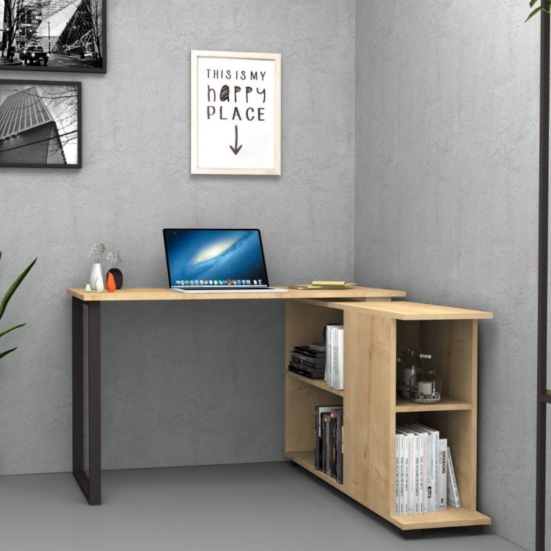 Scrivania con libreria reversibile Rovere OSLO 120x60x h74 cm(OSLORO)