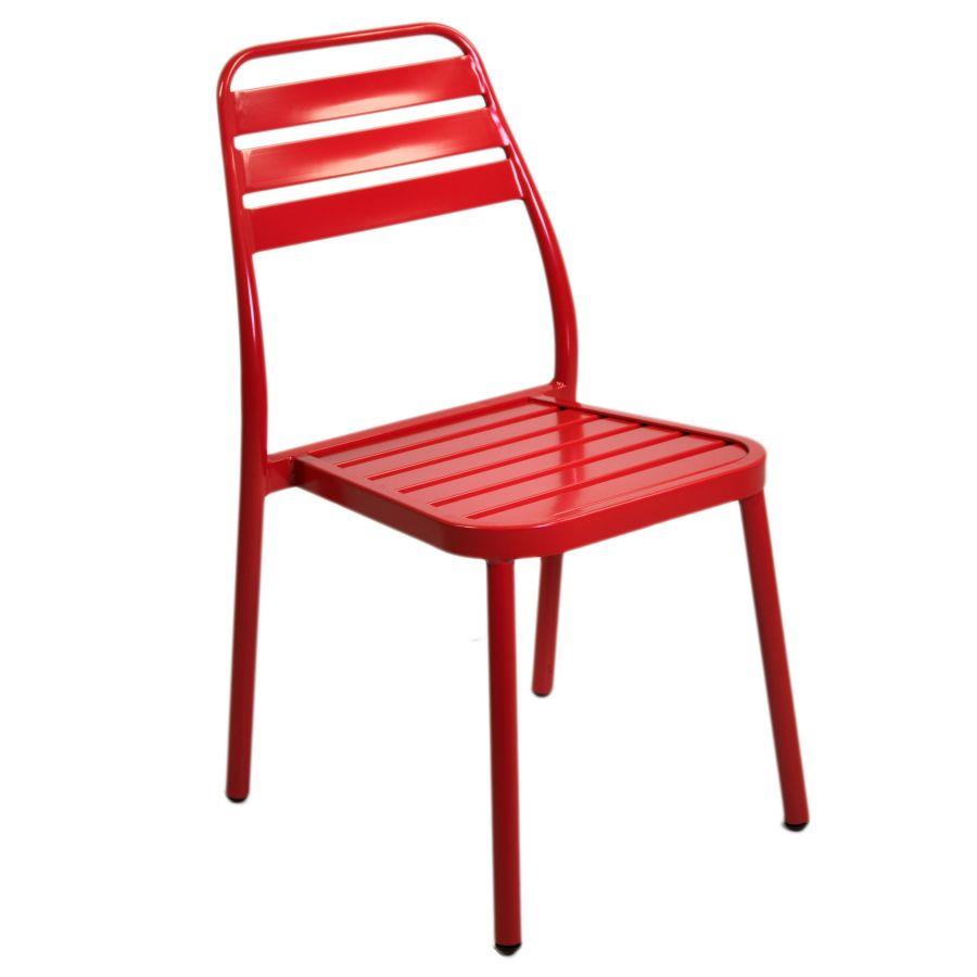Sedia da giardino esterno rossa impilabile cm49x58h45-88