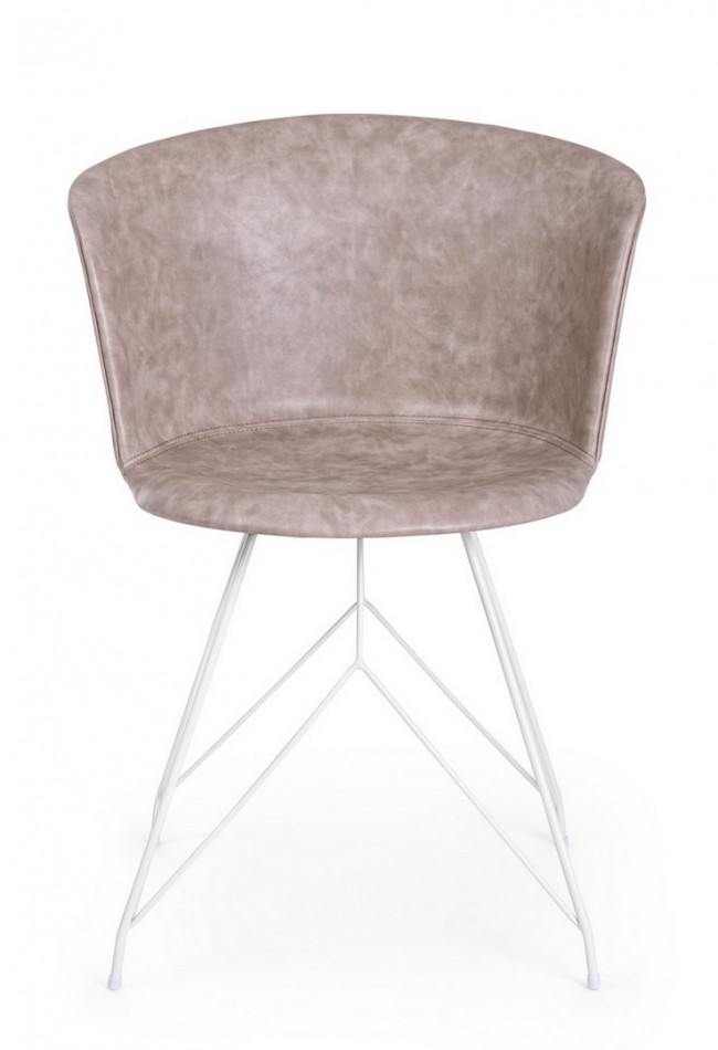 2x Sedia Loft Bianco Pu Beige Vintage  