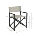 Sedia da giardino pieghevole regista Grigio Scuro-Osso TAYLOR 48x56x h86 cm