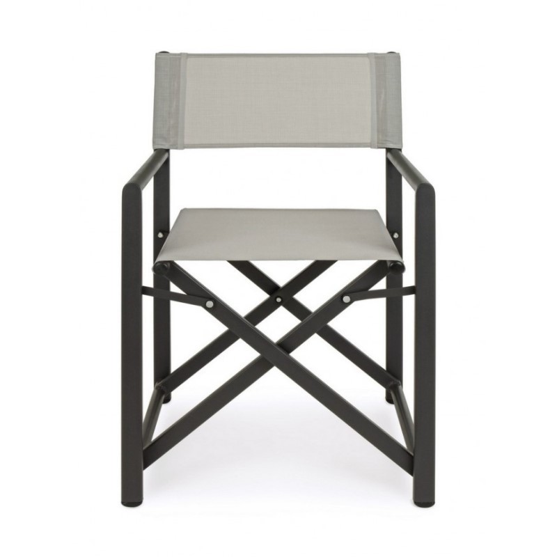 Sedia da giardino pieghevole regista Grigio Scuro-Osso TAYLOR 48x56x h86 cm