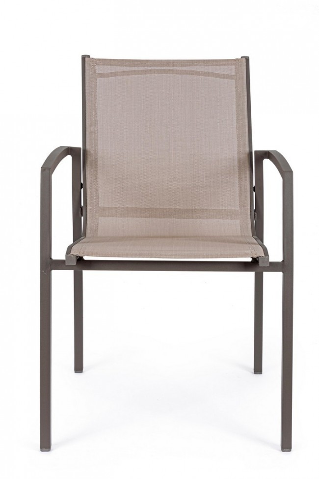 Sedia in alluminio con braccioli Hilla Coffee