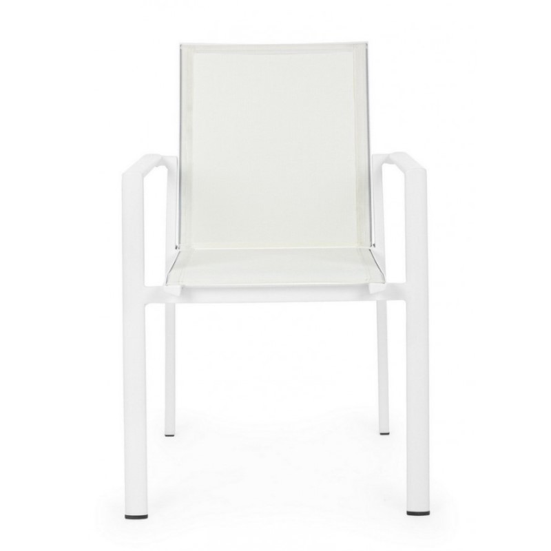 Sedia in alluminio con braccioli Konnor bianco
