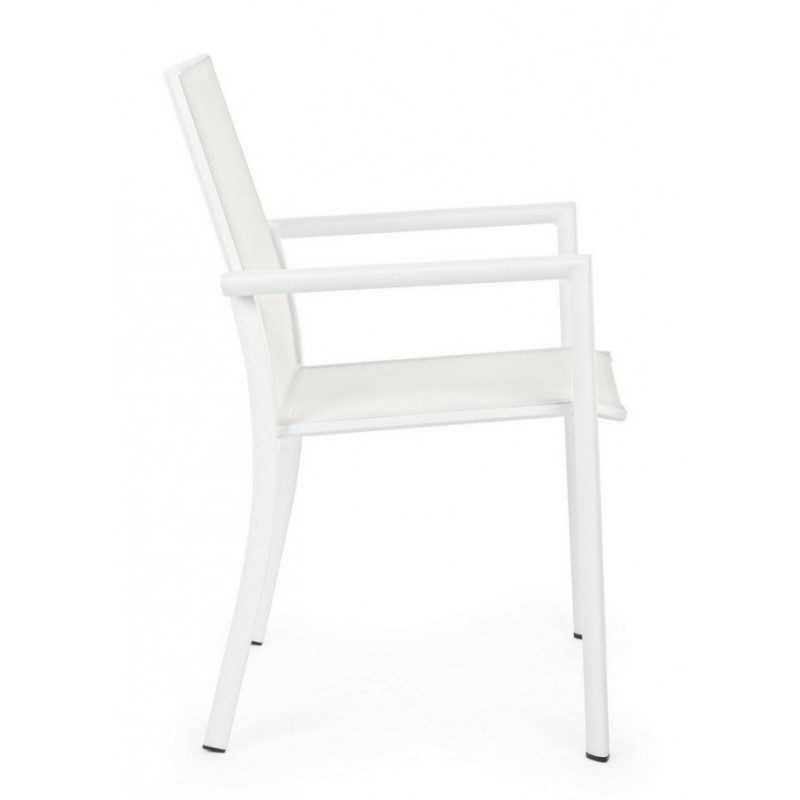 Sedia in alluminio con braccioli Konnor bianco