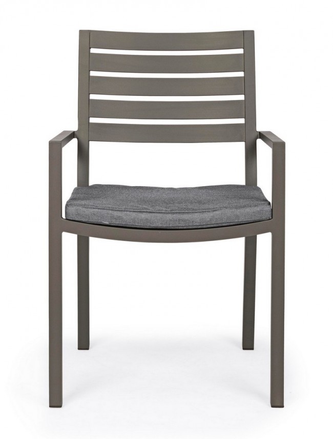 Sedia in alluminio con cuscini Helina Coffee