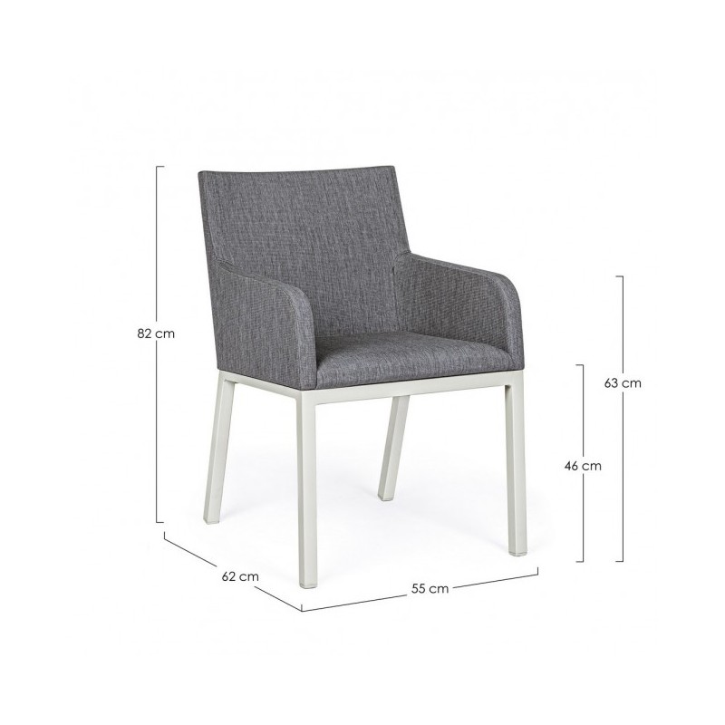 Sedia in alluminio verniciata a polvere grigio cm 55x 62x 82h