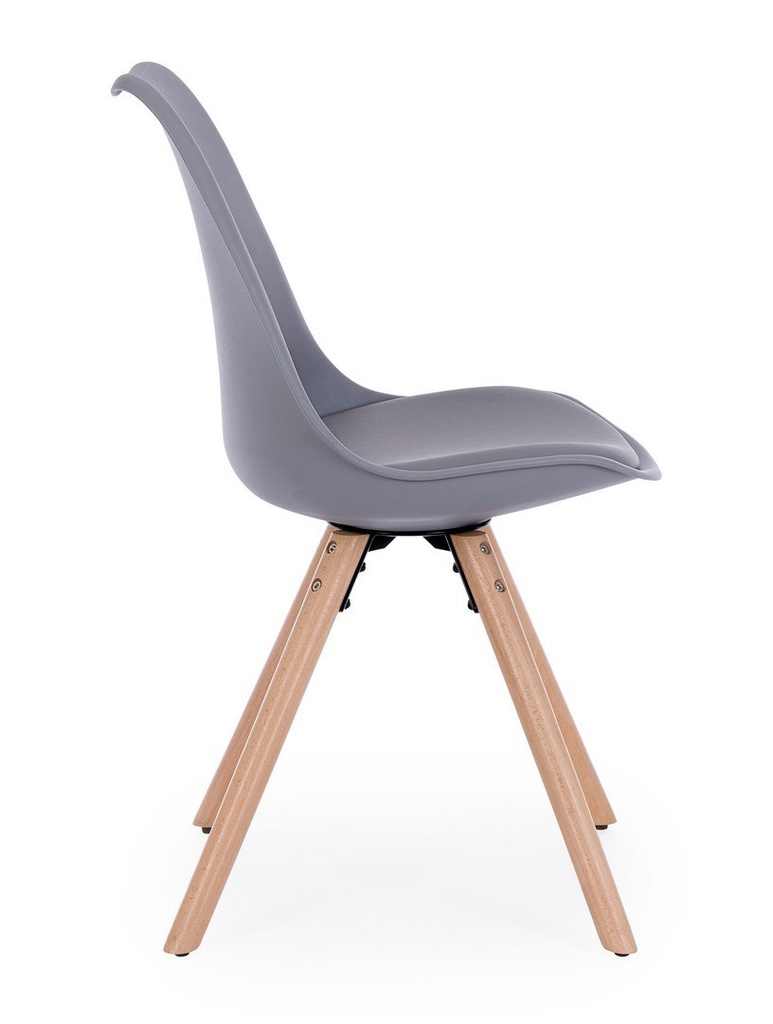 Sedia moderna legno plastica similpelle grigio New trend cm 59 x 49 x 83,5