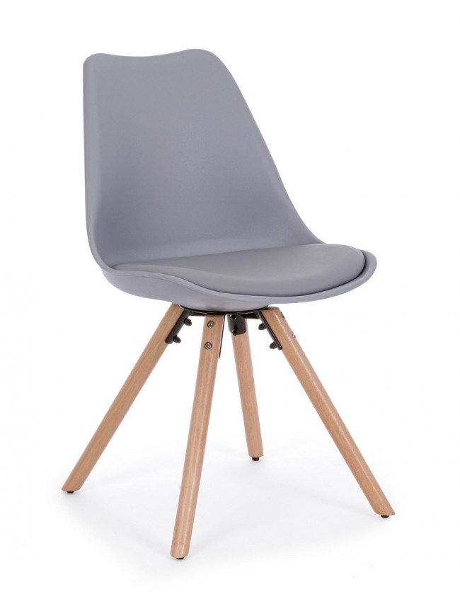 Sedia moderna legno plastica similpelle grigio New trend cm 59 x 49 x 83,5