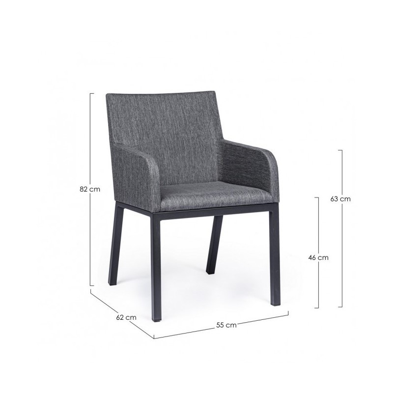 Sedia per esterno con braccioli in tessuto Antracite OWEN JX55 55x62x h82 cm