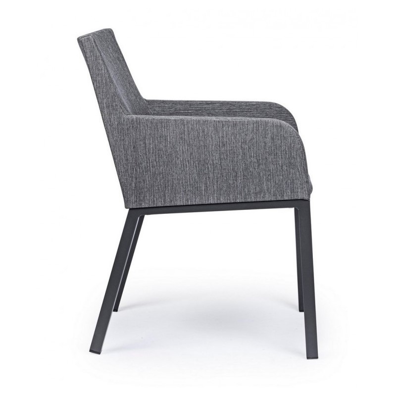 Sedia per esterno con braccioli in tessuto Antracite OWEN JX55 55x62x h82 cm