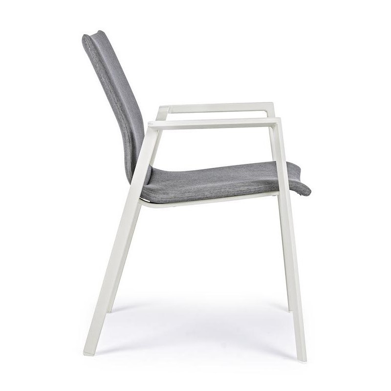 Sedia per esterno in alluminio Bianco con cuscino Grigio Scuro ODEON 55,5x60 h83 cm