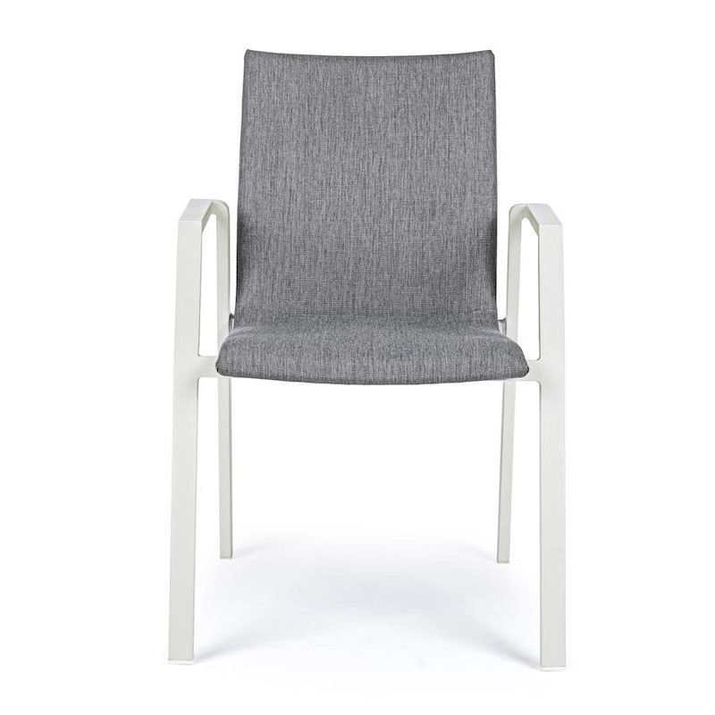 Sedia per esterno in alluminio Bianco con cuscino Grigio Scuro ODEON 55,5x60 h83 cm
