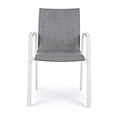 Sedia per esterno in alluminio Bianco con cuscino Grigio Scuro ODEON 55,5x60 h83 cm