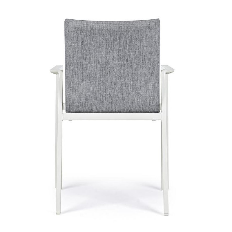 Sedia per esterno in alluminio Bianco con cuscino Grigio Scuro ODEON 55,5x60 h83 cm