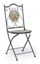 Sedia pieghevole in acciaio NAXOS con seduta e schienale decorate in ceramica 92h cm