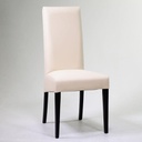 Sedia salotto ecopelle crema e legno faggio nero