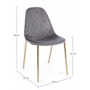 Sedia salotto in velluto grigio con gambe oro