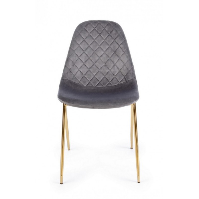 Sedia salotto in velluto grigio con gambe oro