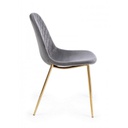 Sedia salotto in velluto grigio con gambe oro