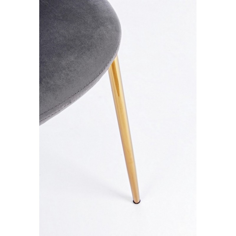 Sedia salotto in velluto grigio con gambe oro