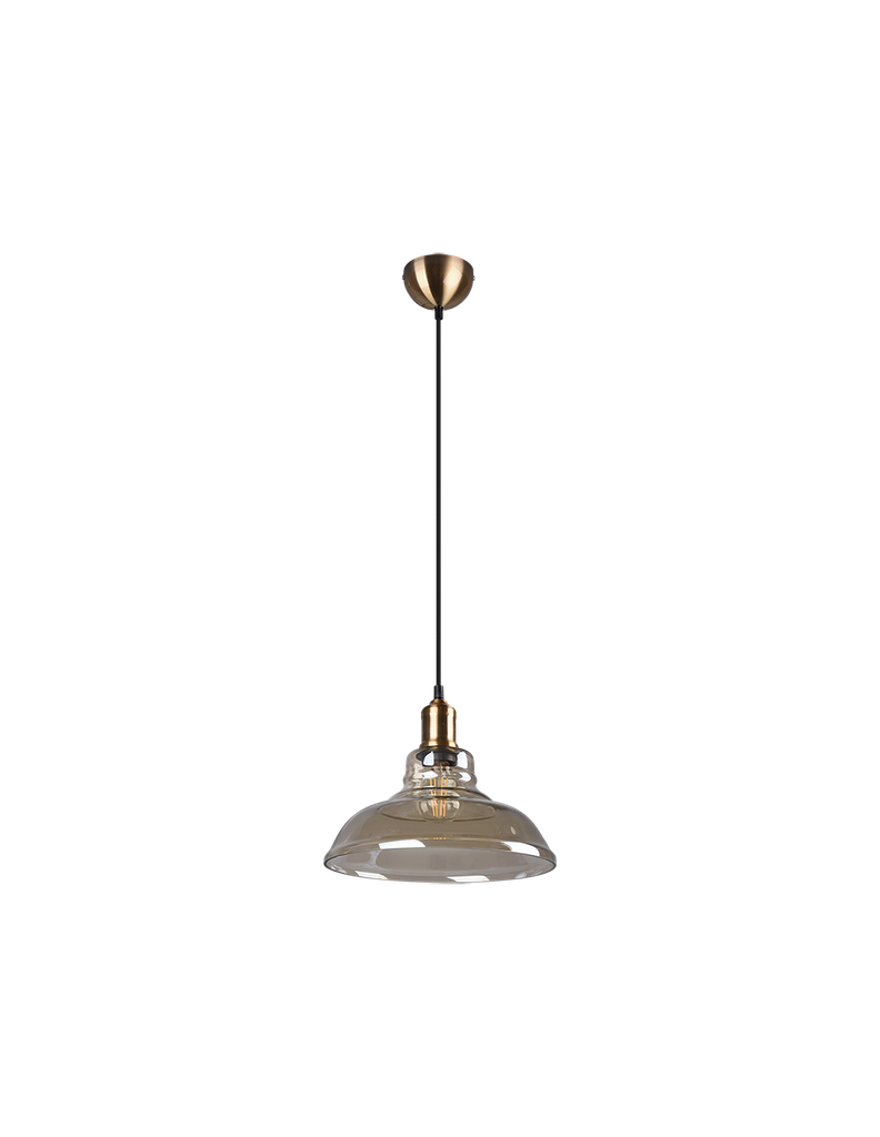 Sospensione 1x E27 Aldo Ottone Vetro Ambra Ø28 cm Trio Lighting