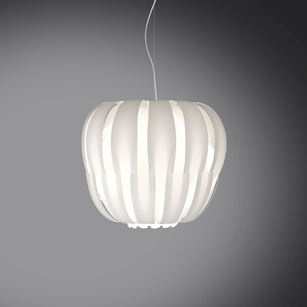 Sospensione 2 Luci Bianco in Metallo Cromato Cm. 60 x 54h