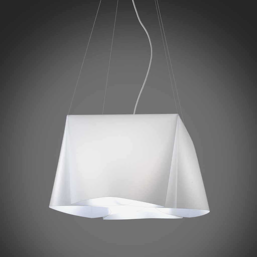 Sospensione 3 Luci Bianco in Metallo Cromato Cm. 59 x 31h