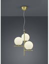 Sospensione 3Luci Sfere Vetro Bianco Ottone Ø40 cm Pure Trio Lighting