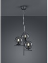 Sospensione 3Luci Sfere Vetro Fumé Antracite Ø40 cm Pure Trio Lighting