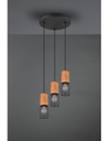 Sospensione Tosh Nero 3xE27 Legno E Gabbia Metallica Ø28 cm Trio Lighting